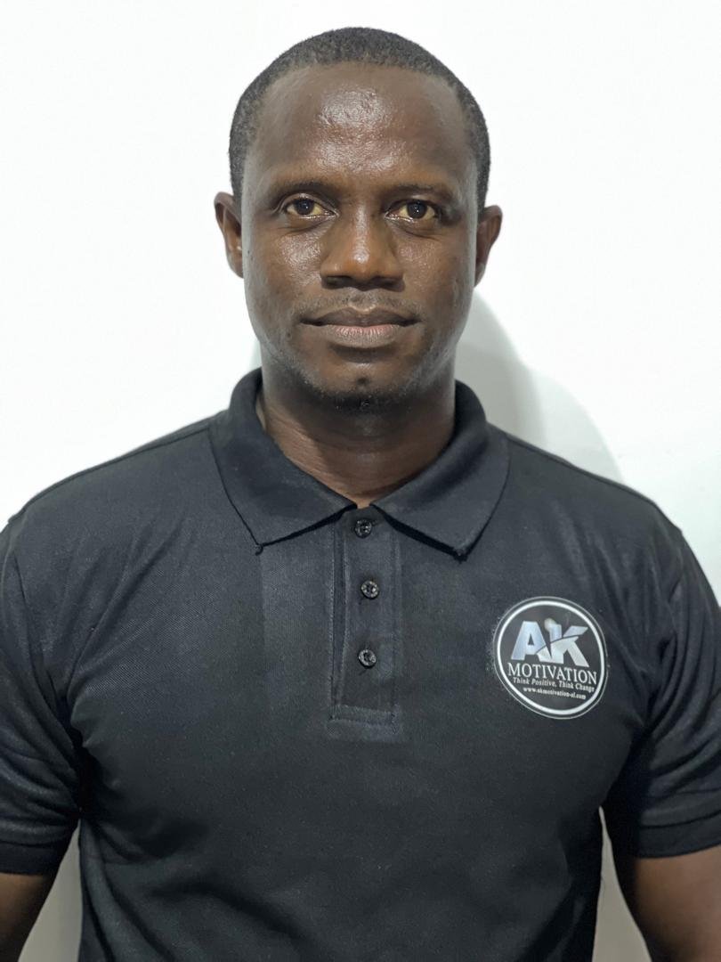Abdulai Kamara in an AK Motivation polo